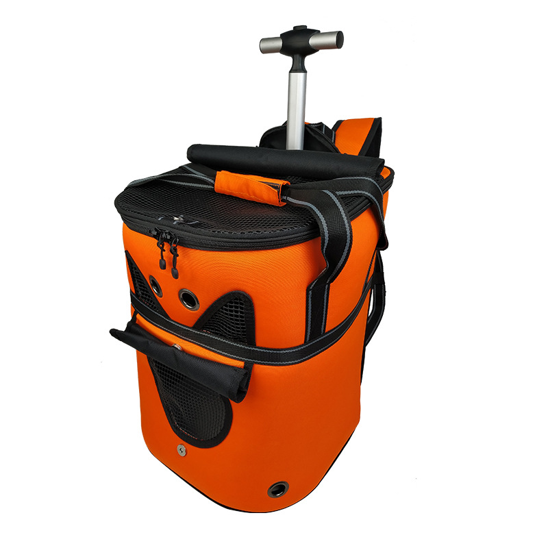 Customized cat bag with pull rod warmth pet backpack processing, portable space capsule large capacity backpack for winter outings