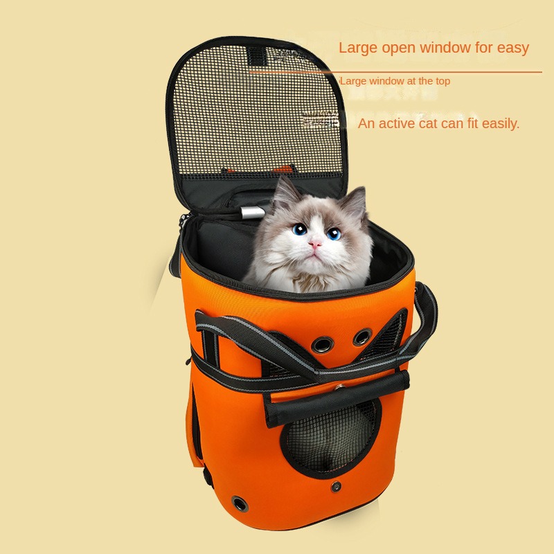 Customized cat bag with pull rod warmth pet backpack processing, portable space capsule large capacity backpack for winter outings