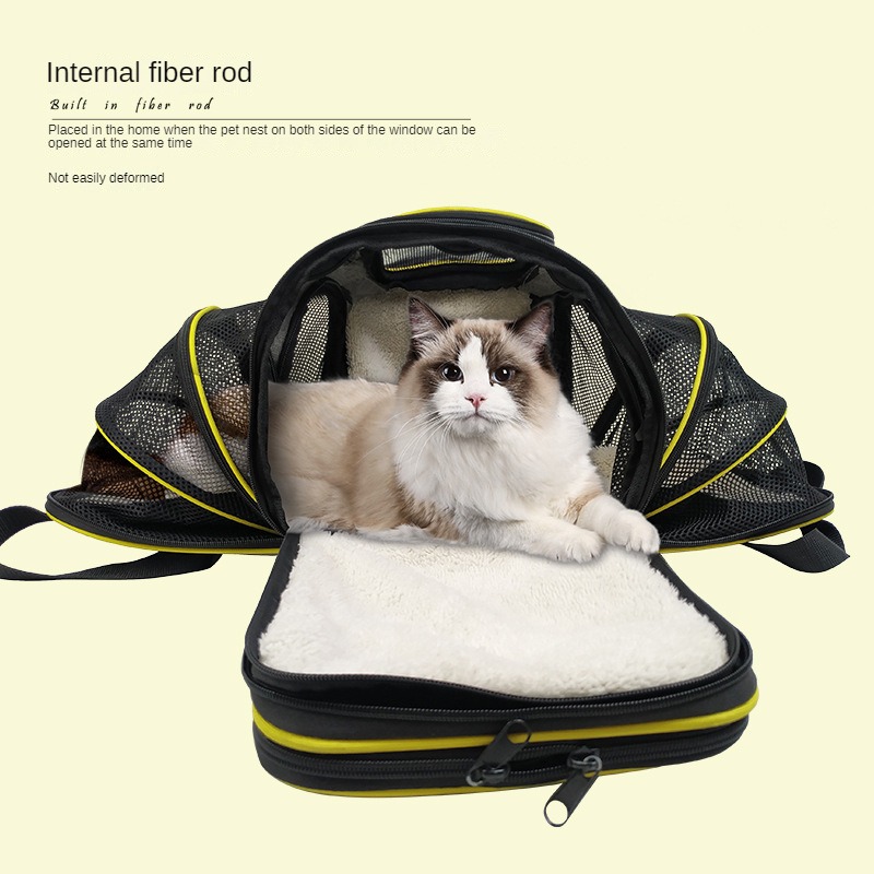 Cat bag, large capacity bag, pet outdoor pet bag, mesh breathable portable aviation bag, airplane bag can be expanded on all sides